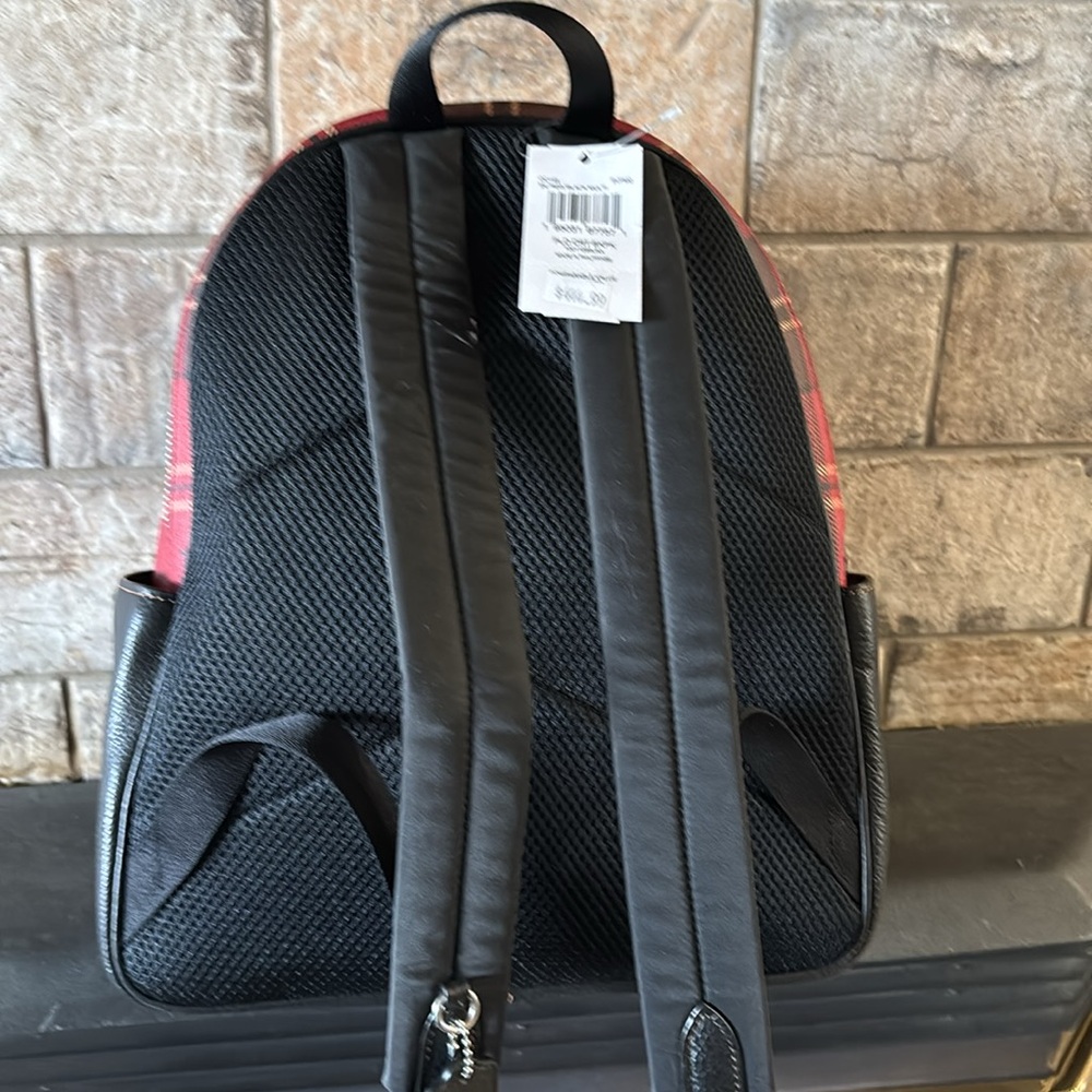NWT HTF Coach Red Plaid Backpack - Picture 2 of 8